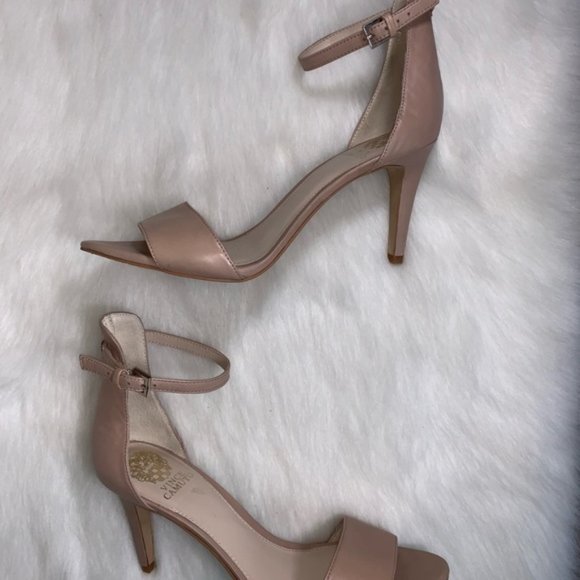 Vince Camuto Court Nude Strappy Leather Heels - Picture 6 of 8